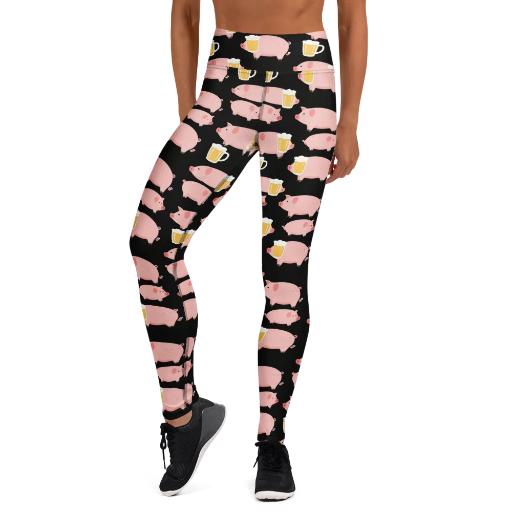 Boozy Barnyard on Yoga Leggings — Front