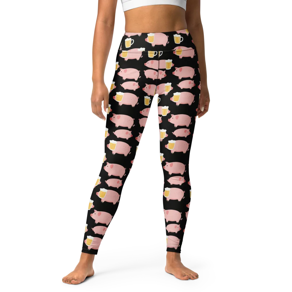 Boozy Barnyard on Yoga Leggings — Front