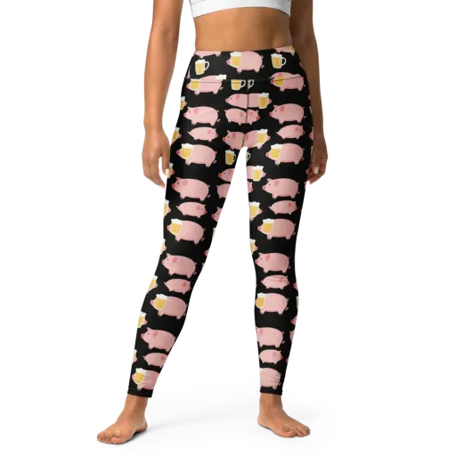Boozy Barnyard on a Yoga Leggings