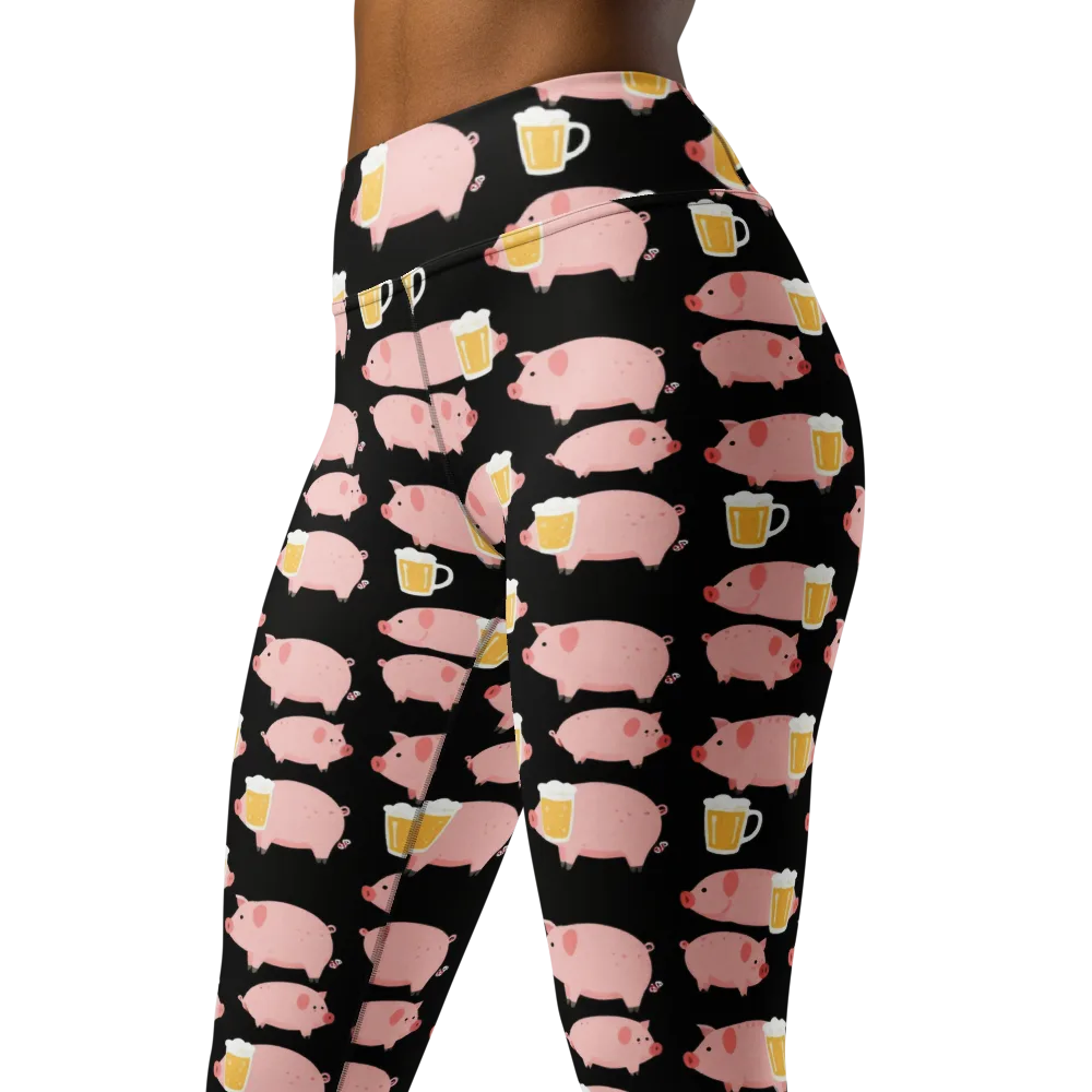 Boozy Barnyard on Yoga Leggings — Left Front