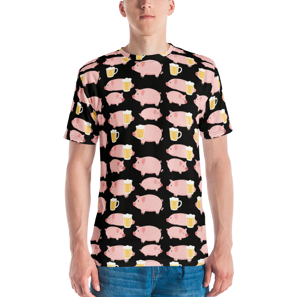 Boozy Barnyard on Men's Crew Neck T-Shirt — Front