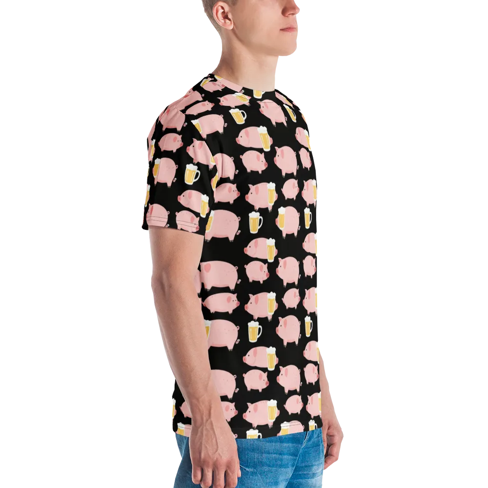 Boozy Barnyard on Men's Crew Neck T-Shirt — Right