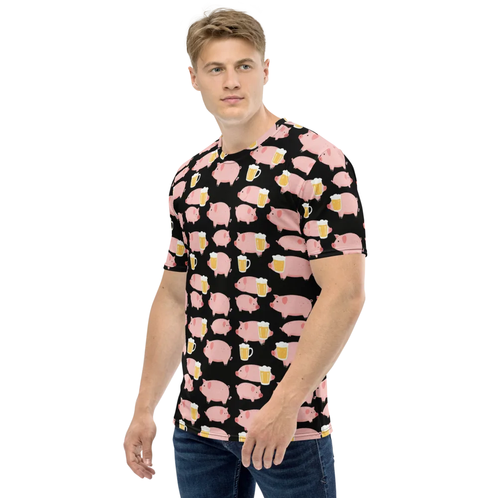Boozy Barnyard on Men's Crew Neck T-Shirt — Left