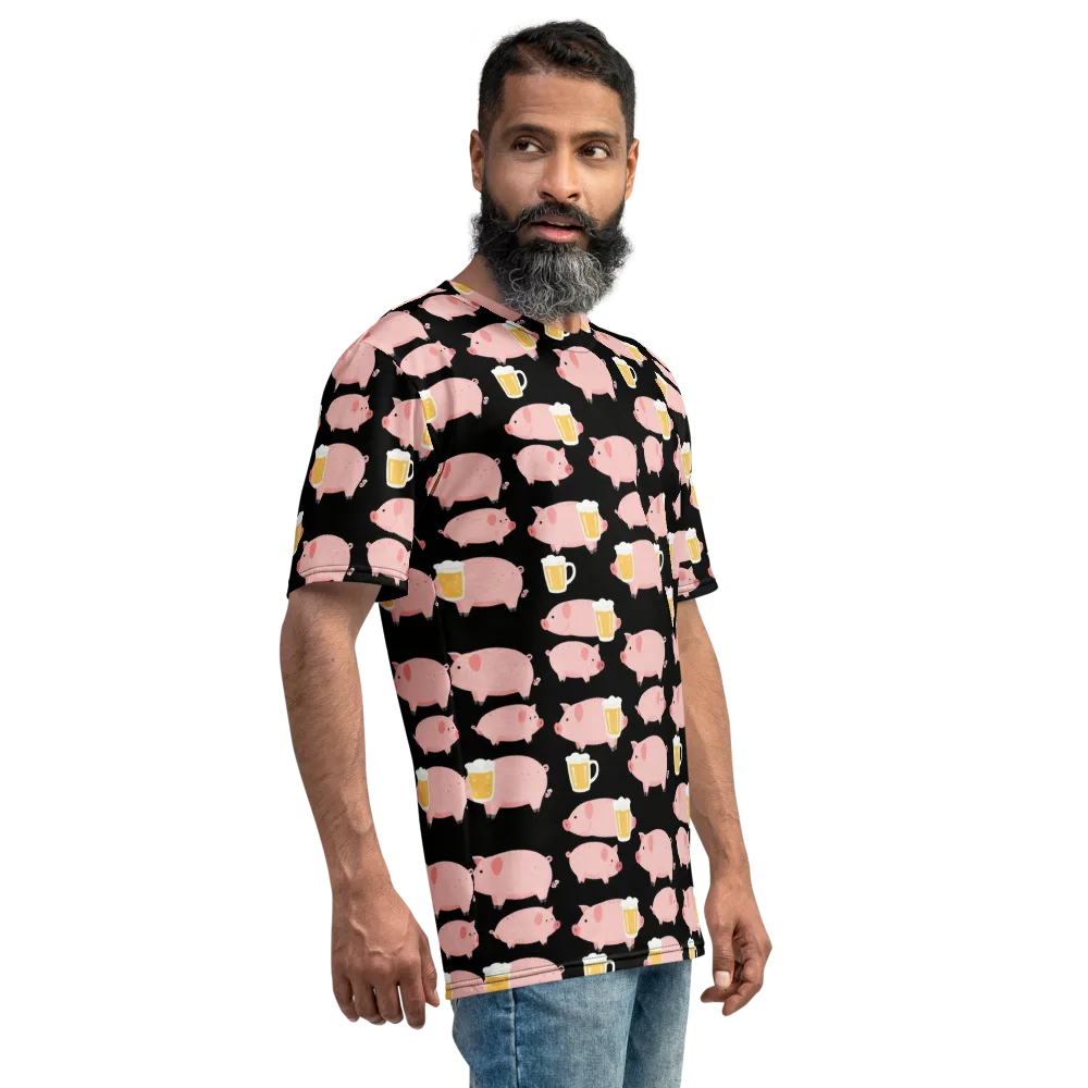 Boozy Barnyard on Men's Crew Neck T-Shirt — Right