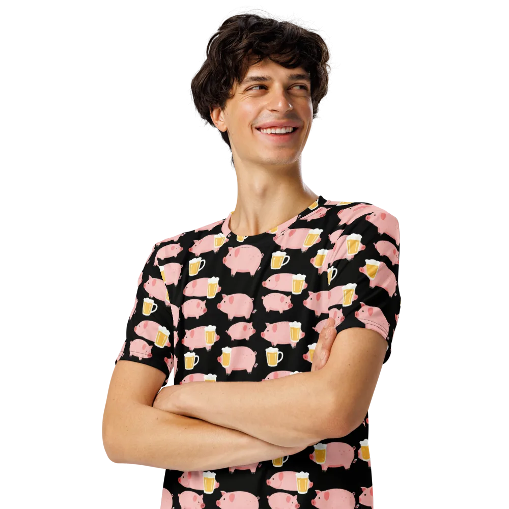 Boozy Barnyard on Men's Crew Neck T-Shirt — Left Front
