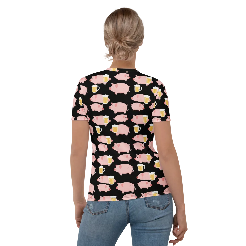 Boozy Barnyard on Women's Crew Neck T-Shirt — Back