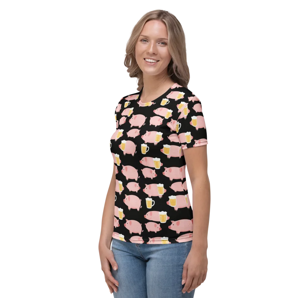 Boozy Barnyard on Women's Crew Neck T-Shirt — Left