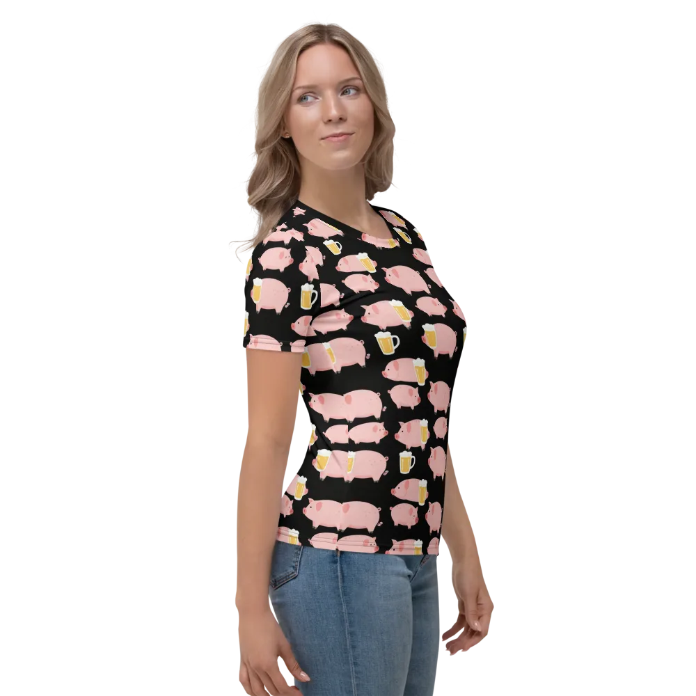 Boozy Barnyard on Women's Crew Neck T-Shirt — Right