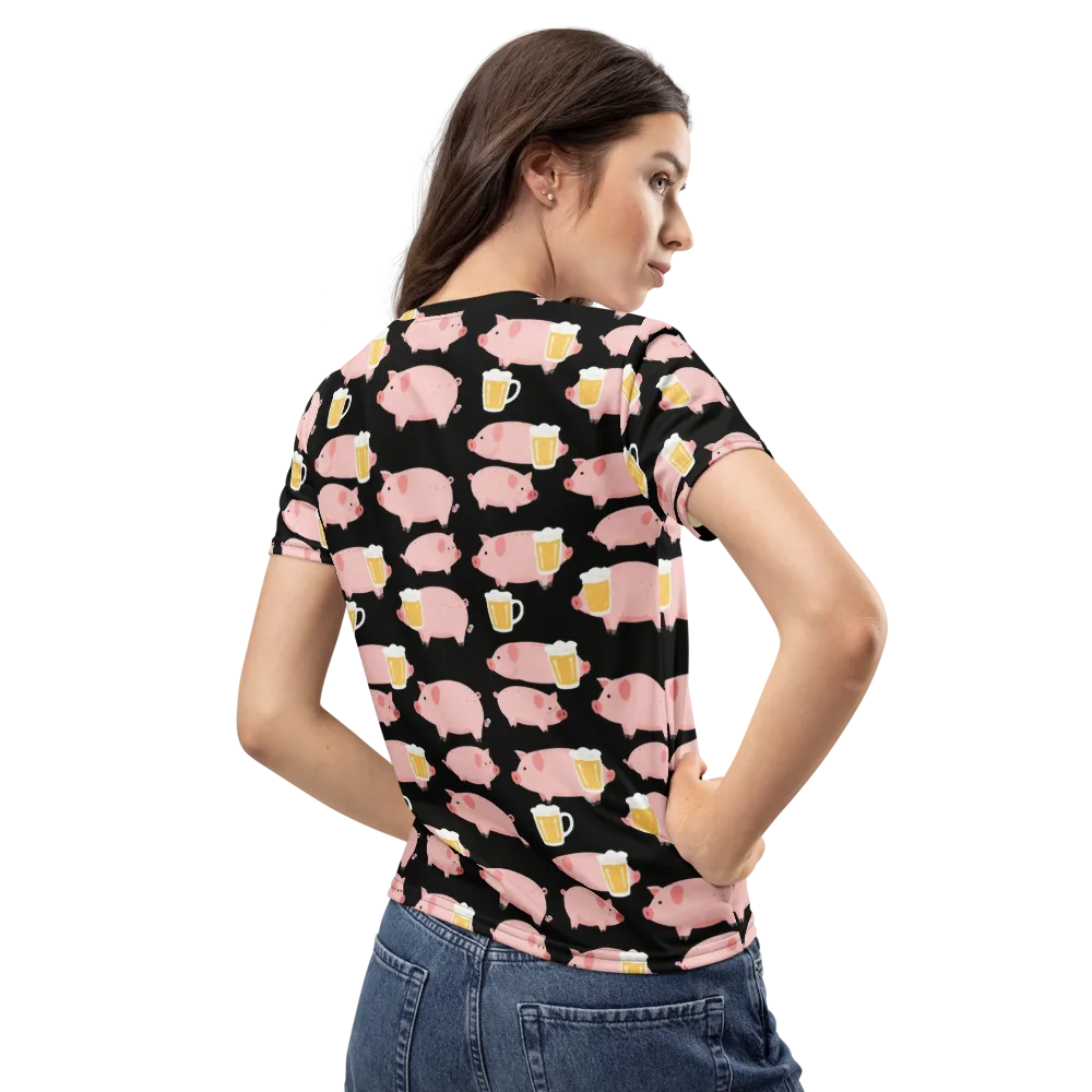 Boozy Barnyard on Women's Crew Neck T-Shirt — Back