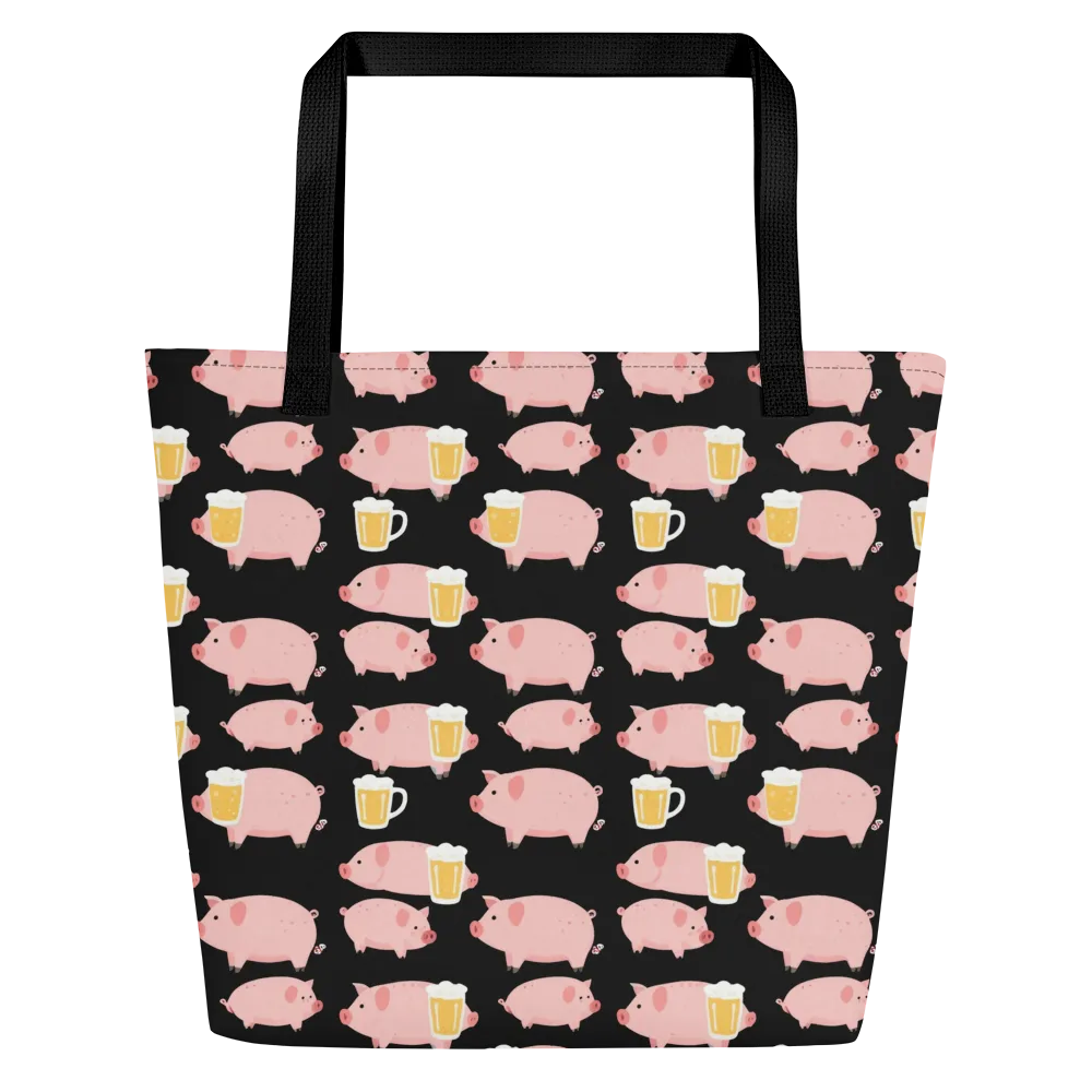 Boozy Barnyard on Large Tote Bag W/ Pocket — Front
