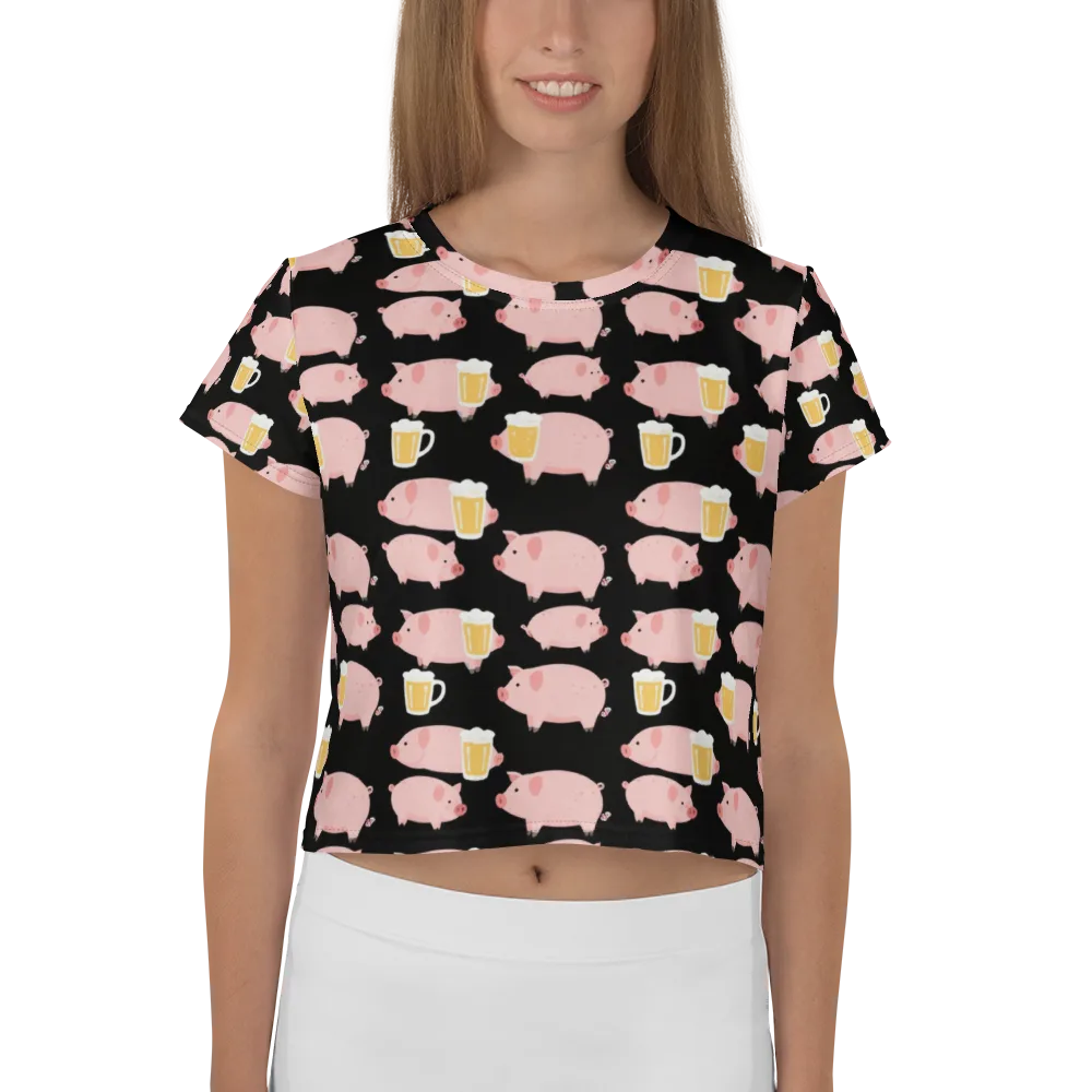 Boozy Barnyard on Crop Tee — Front