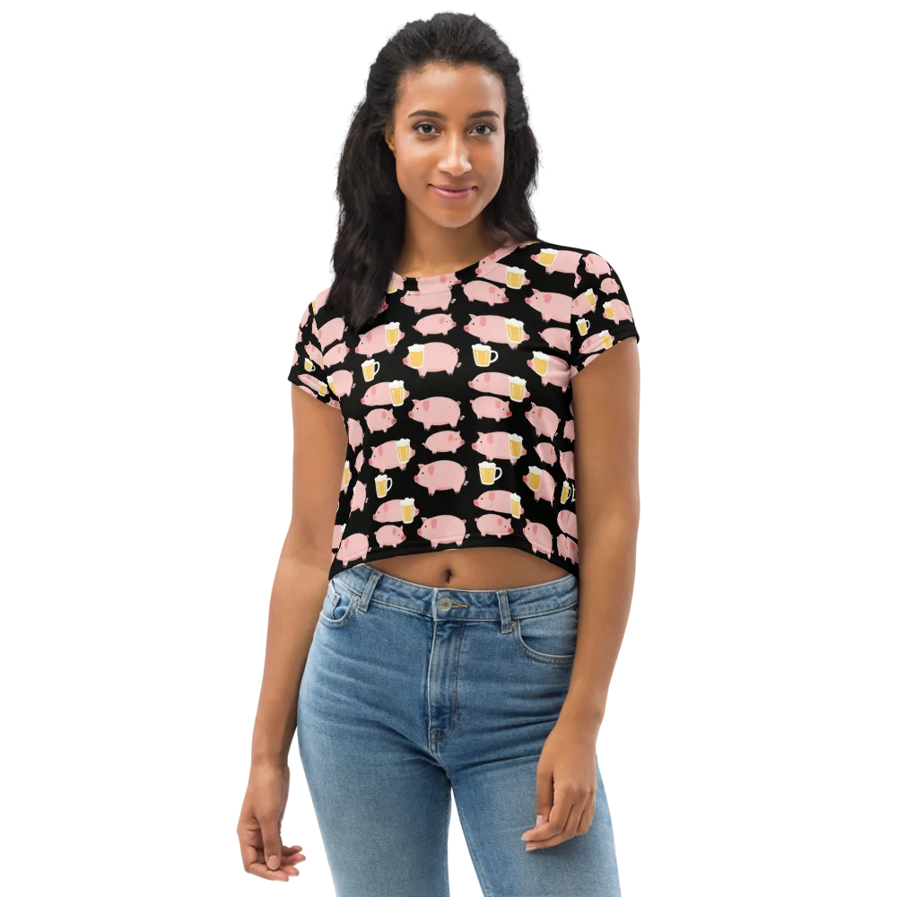 Boozy Barnyard on Crop Tee — Front