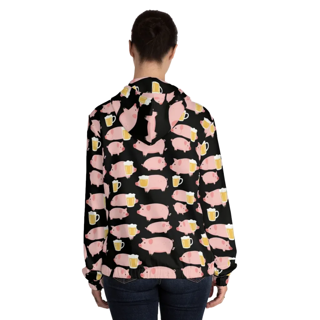 Boozy Barnyard on Women's Full-Zip Hoodie — Back On Person