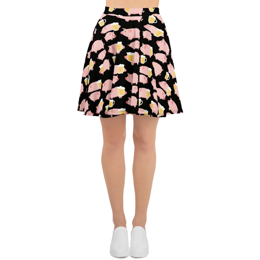 Boozy Barnyard on Skater Skirt — Front