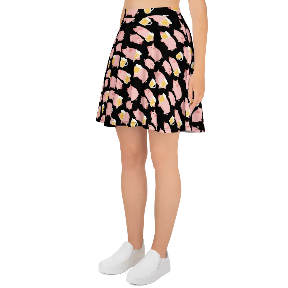 Boozy Barnyard on Skater Skirt — Left