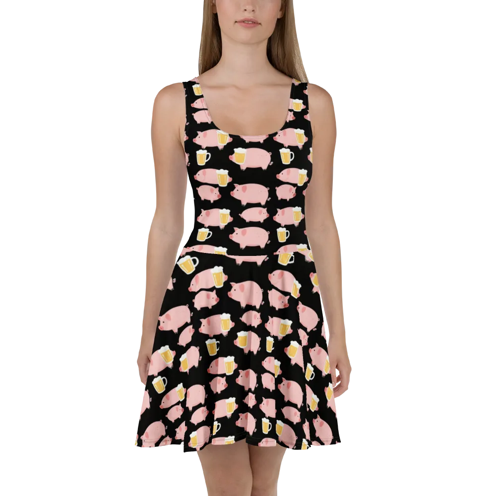 Boozy Barnyard on Skater Dress — Front