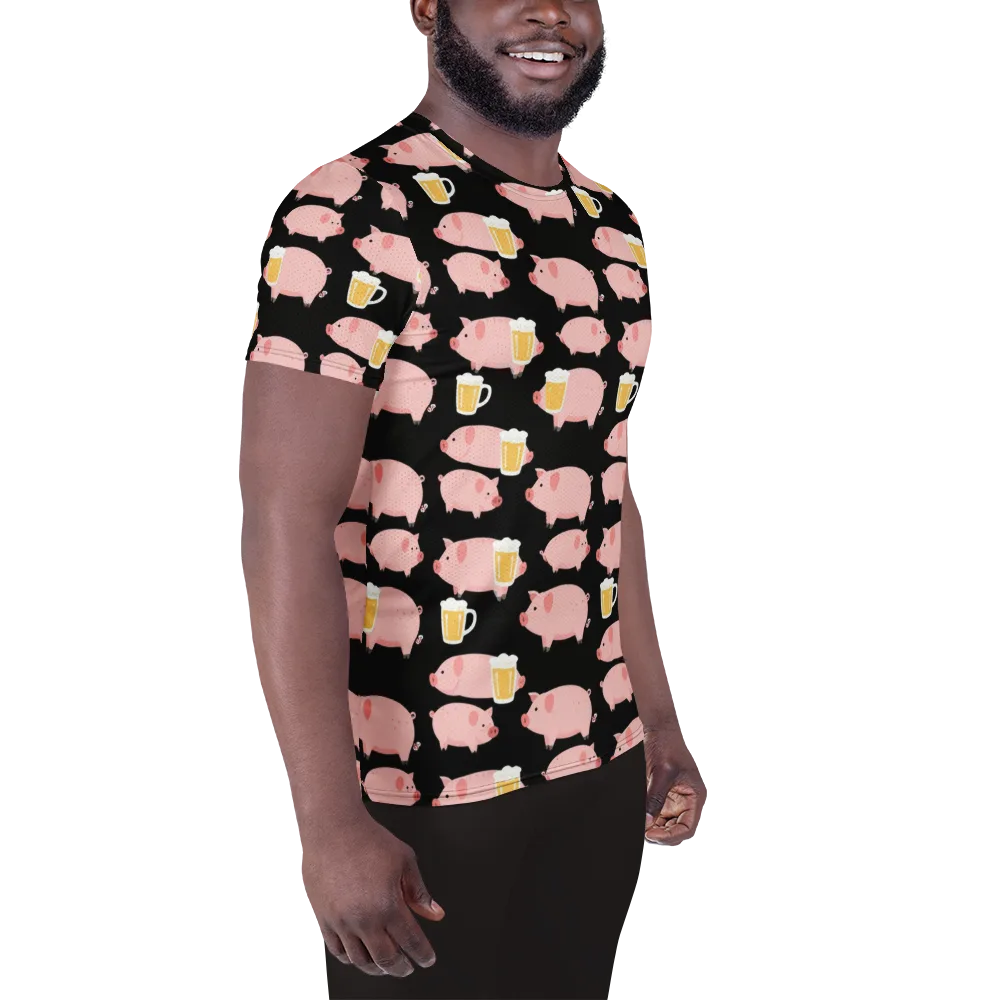 Boozy Barnyard on Men's Athletic T-Shirt — Right
