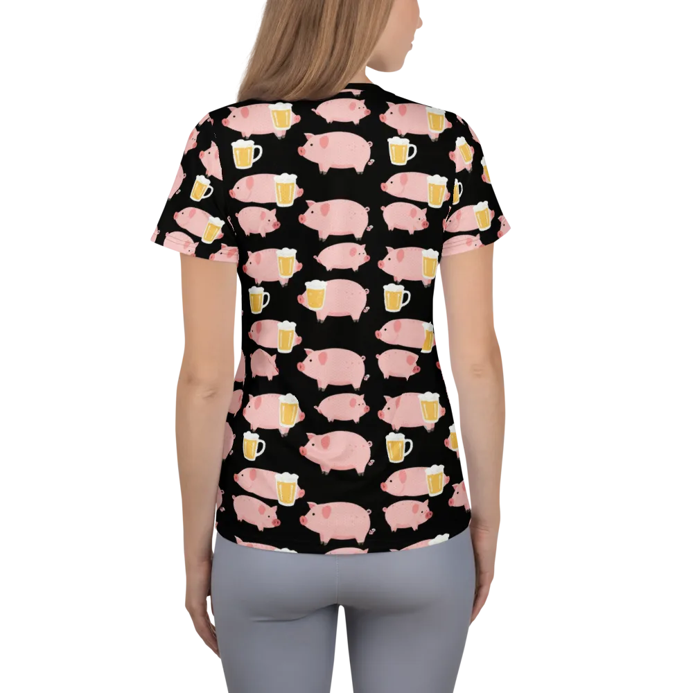 Boozy Barnyard on Women's Athletic T-Shirt — Back