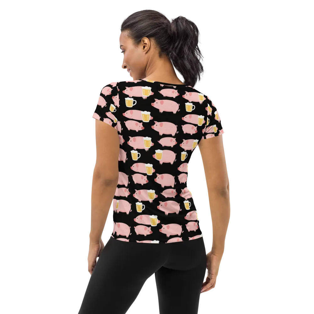 Boozy Barnyard on Women's Athletic T-Shirt — Back