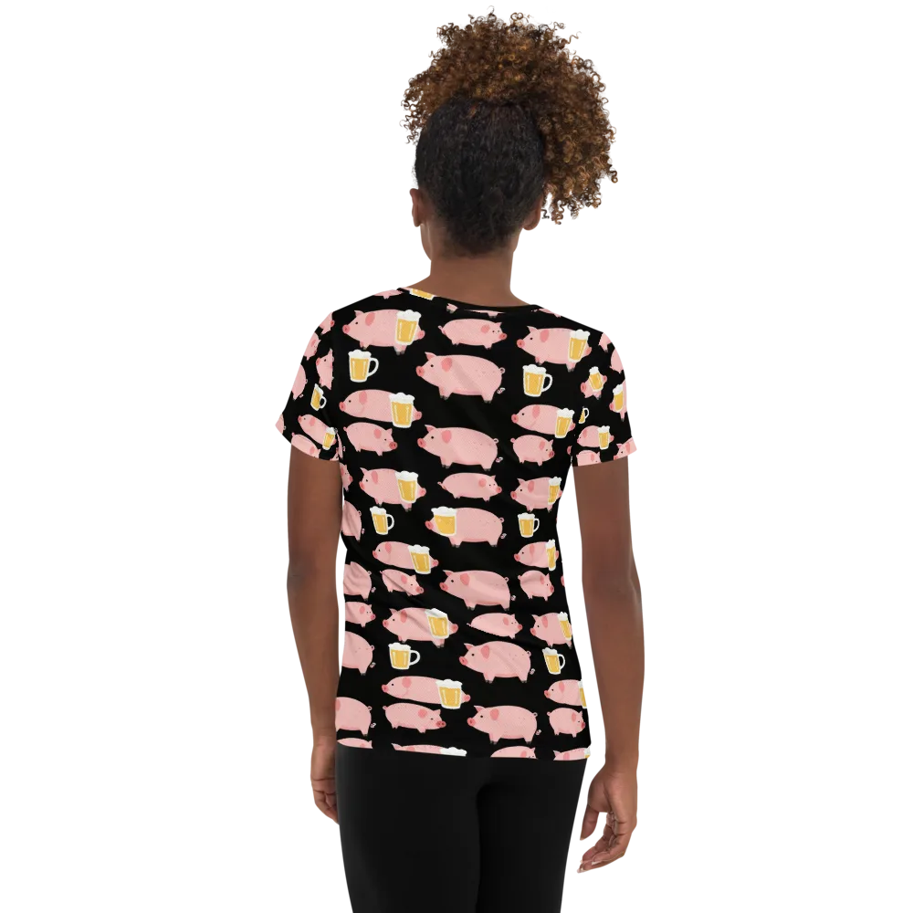 Boozy Barnyard on Women's Athletic T-Shirt — Back