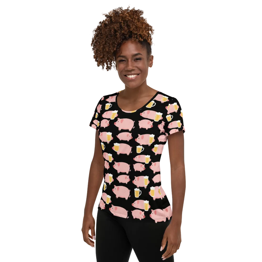 Boozy Barnyard on Women's Athletic T-Shirt — Left