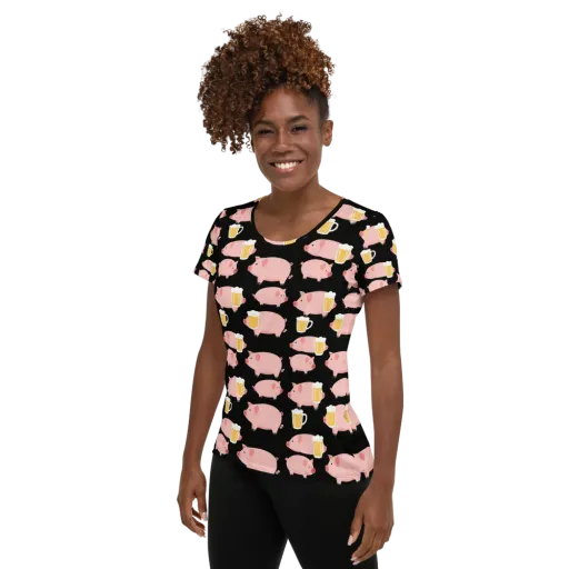 Boozy Barnyard on a Women's Athletic T-Shirt