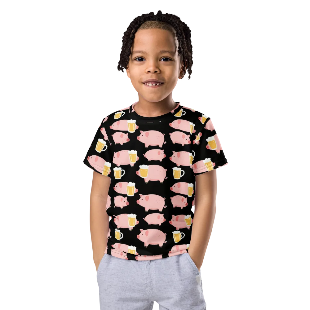 Boozy Barnyard on Kids Crew Neck T-Shirt — Front
