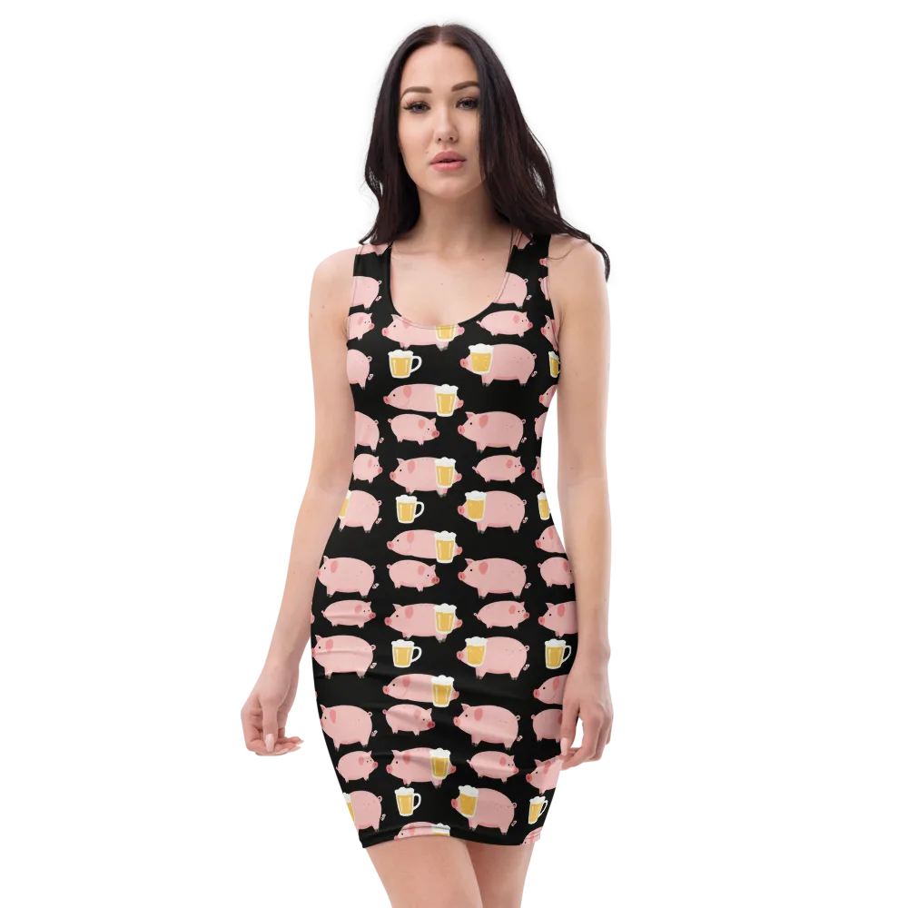 Boozy Barnyard on Bodycon Dress — Front