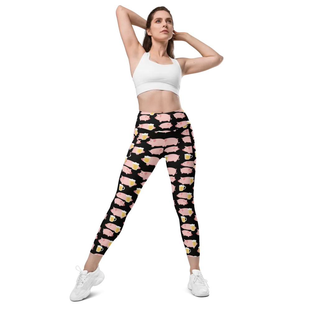 Boozy Barnyard on Leggings with Pockets — Front