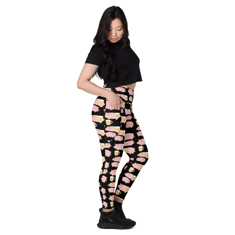 Boozy Barnyard on Leggings with Pockets — Right