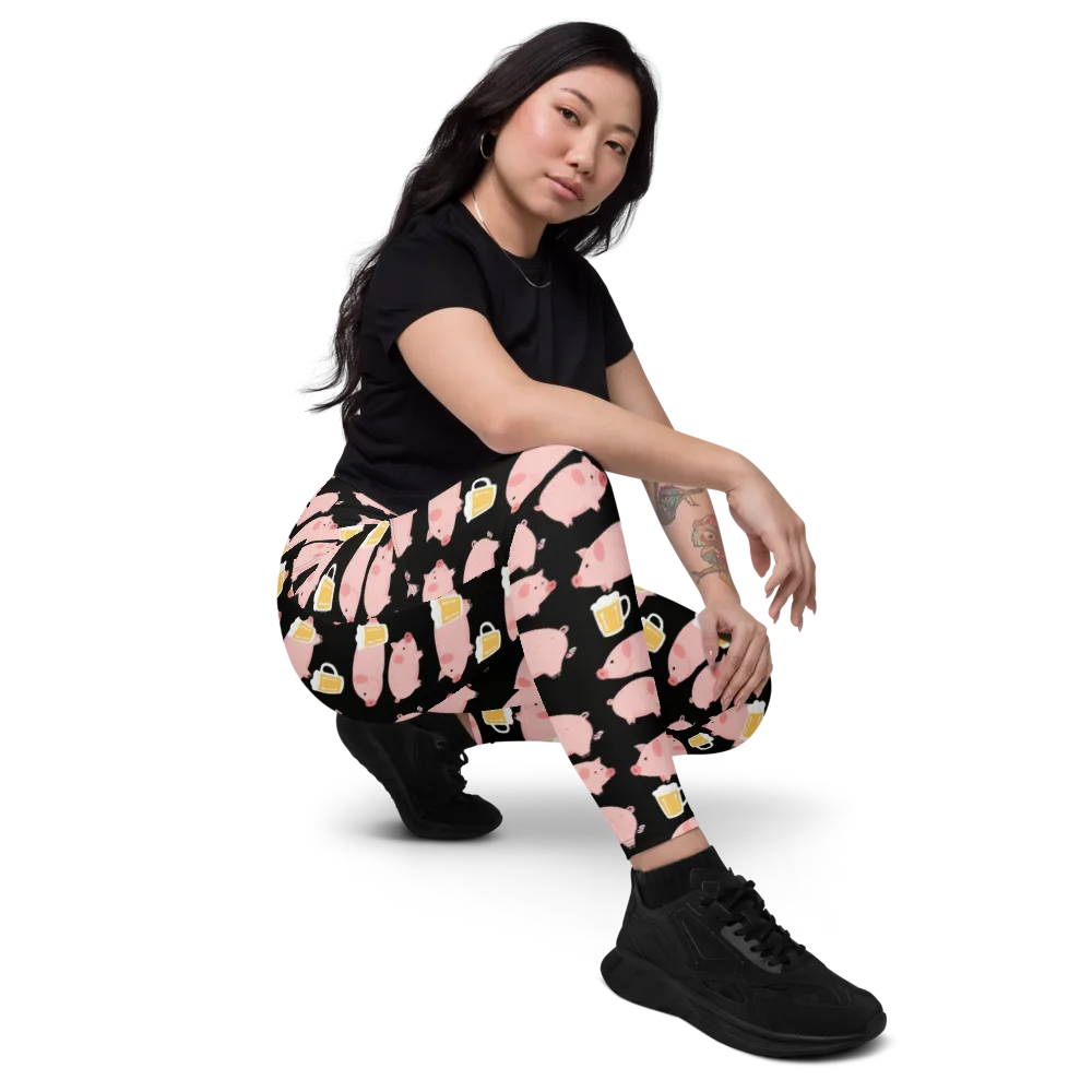 Boozy Barnyard on Leggings with Pockets — Right Front
