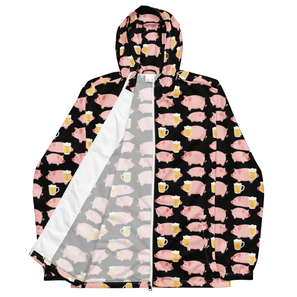 Boozy Barnyard on Men's Windbreaker — Front