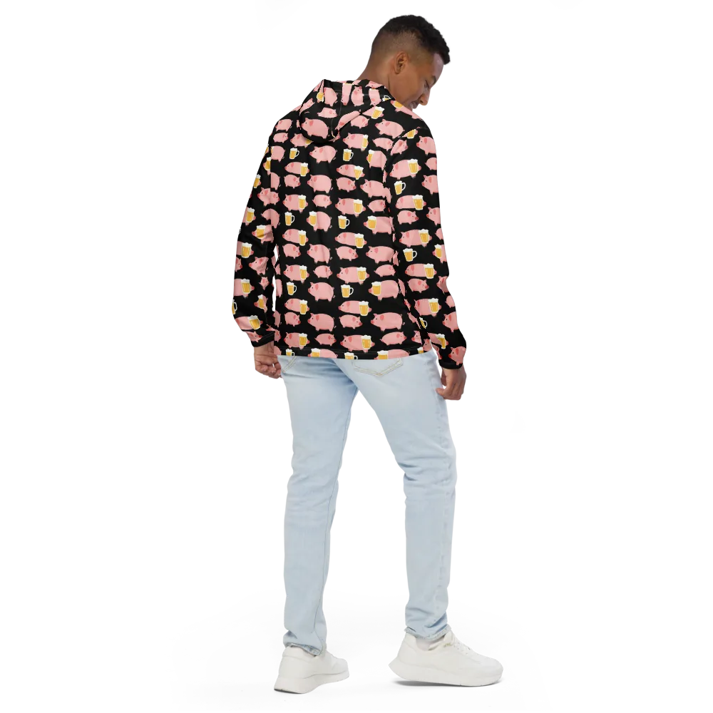 Boozy Barnyard on Men's Windbreaker — Back