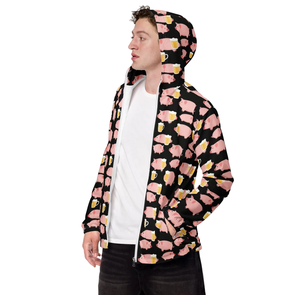 Boozy Barnyard on Men's Windbreaker — Left Front