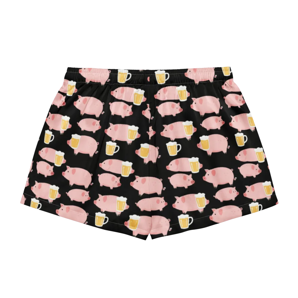 Boozy Barnyard on Women's Pajama Shorts — Back