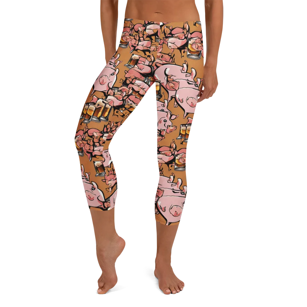 Pigskin Pilsner on Capri Leggings — Front