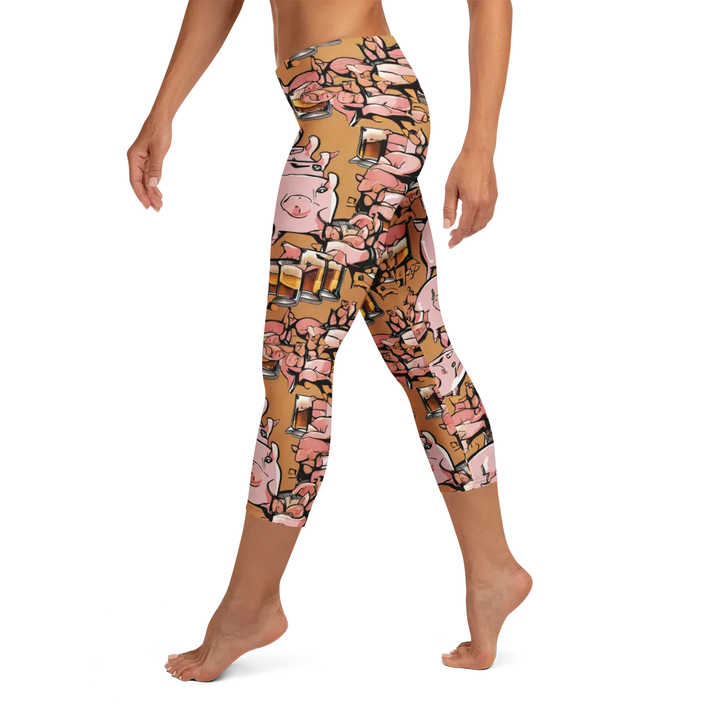 Pigskin Pilsner on Capri Leggings — Left