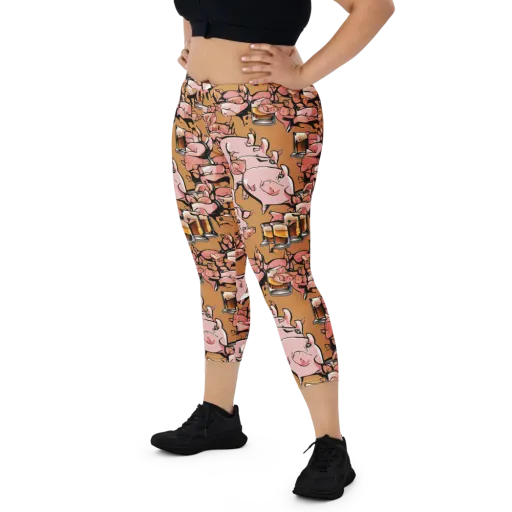 Pigskin Pilsner on a Capri Leggings