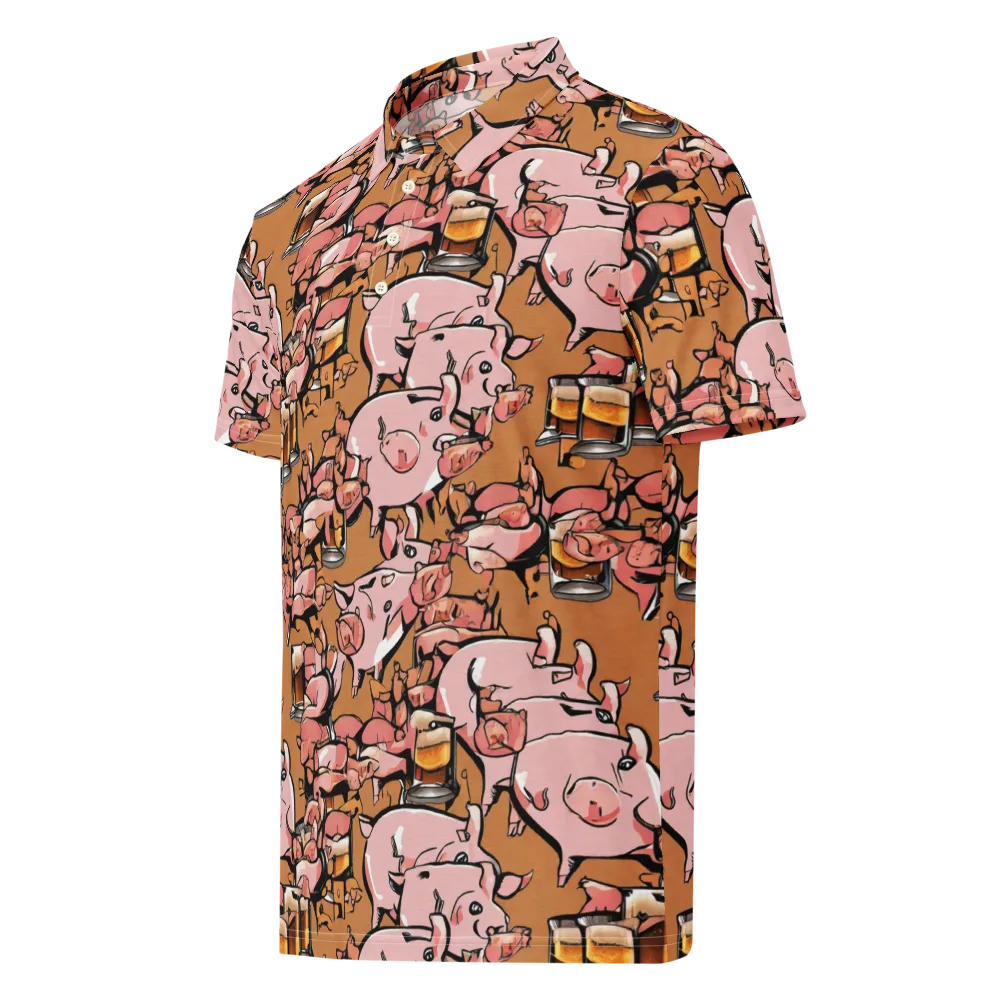 Pigskin Pilsner on Men's Slim Fit Polo Shirt — Left Front