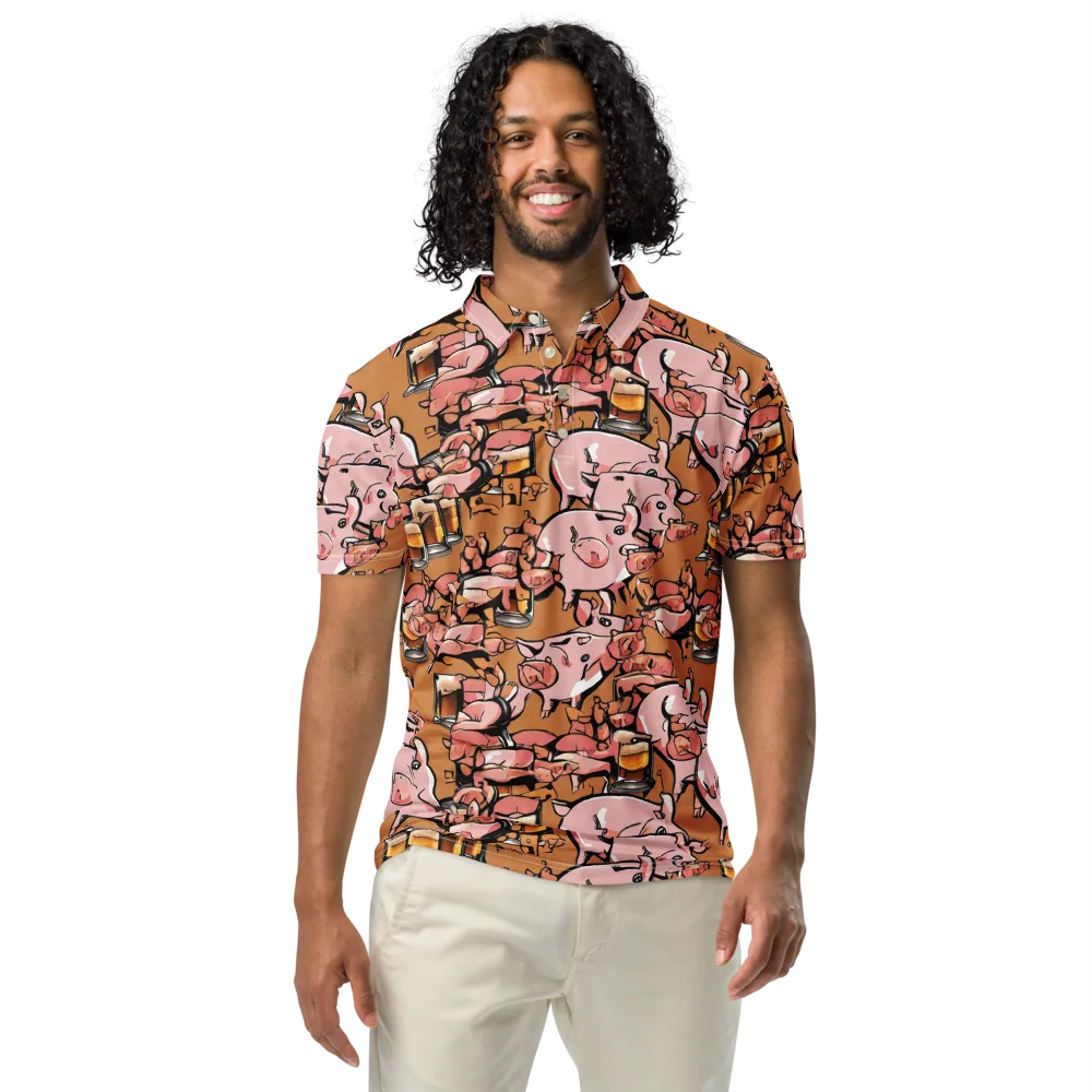 Pigskin Pilsner on Men's Slim Fit Polo Shirt — Front