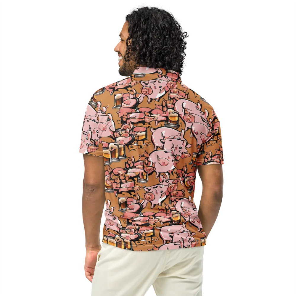 Pigskin Pilsner on Men's Slim Fit Polo Shirt — Back