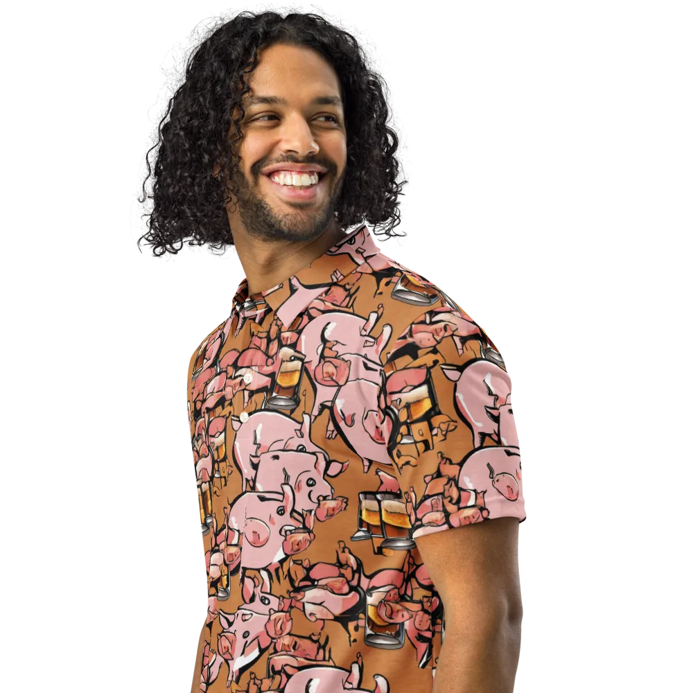 Pigskin Pilsner on Men's Slim Fit Polo Shirt — Left Front
