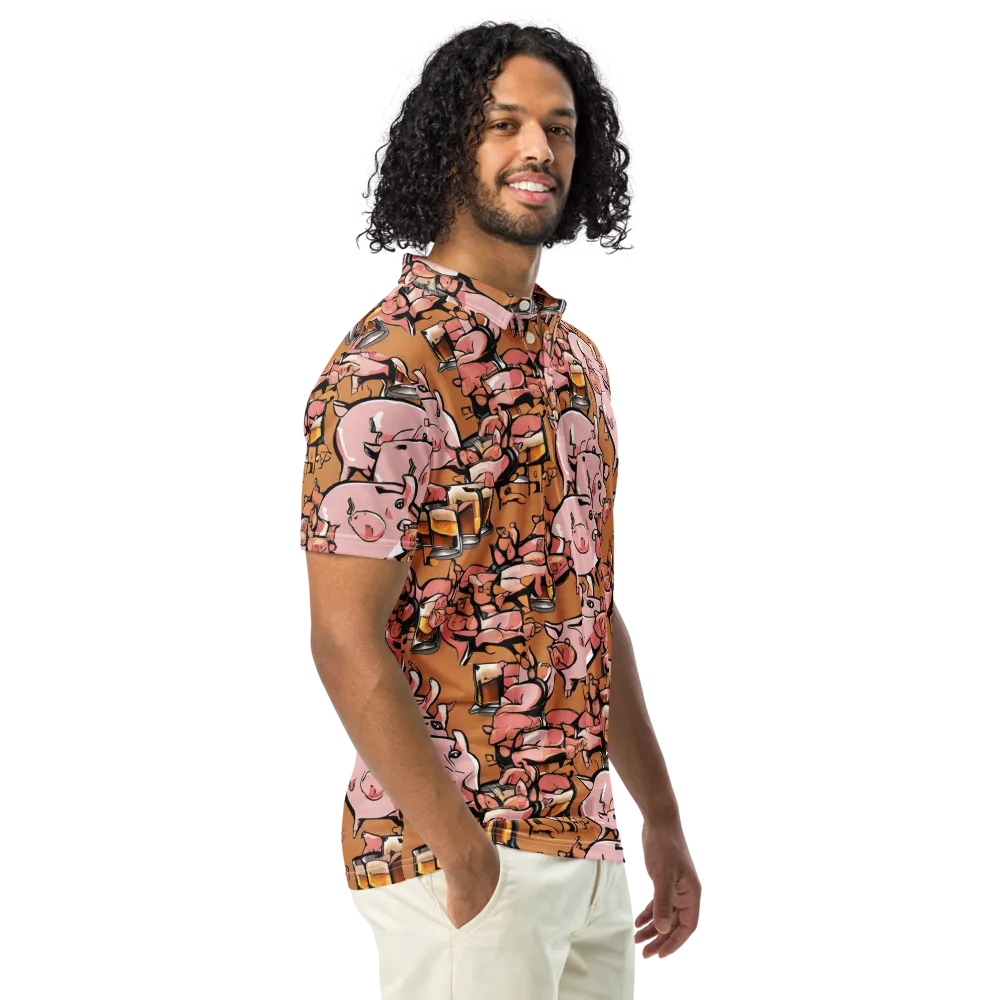 Pigskin Pilsner on Men's Slim Fit Polo Shirt — Right Front