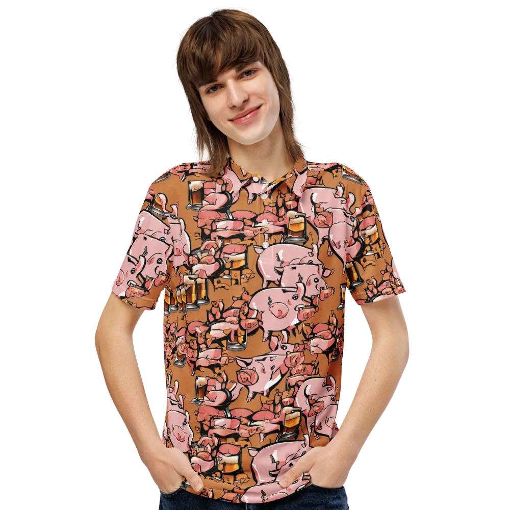 Pigskin Pilsner on Men's Slim Fit Polo Shirt — Front
