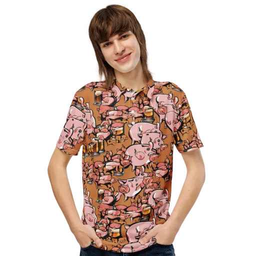 Pigskin Pilsner on a Men's Slim Fit Polo Shirt