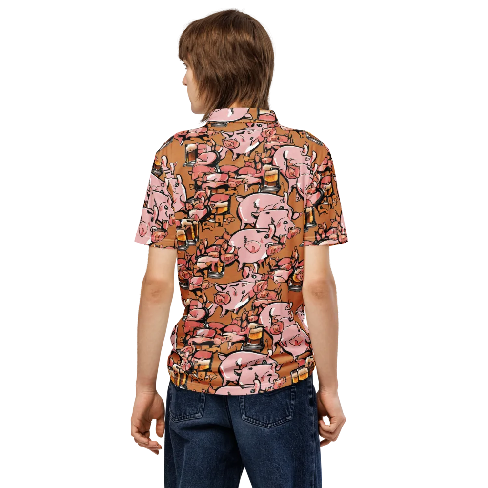 Pigskin Pilsner on Men's Slim Fit Polo Shirt — Back