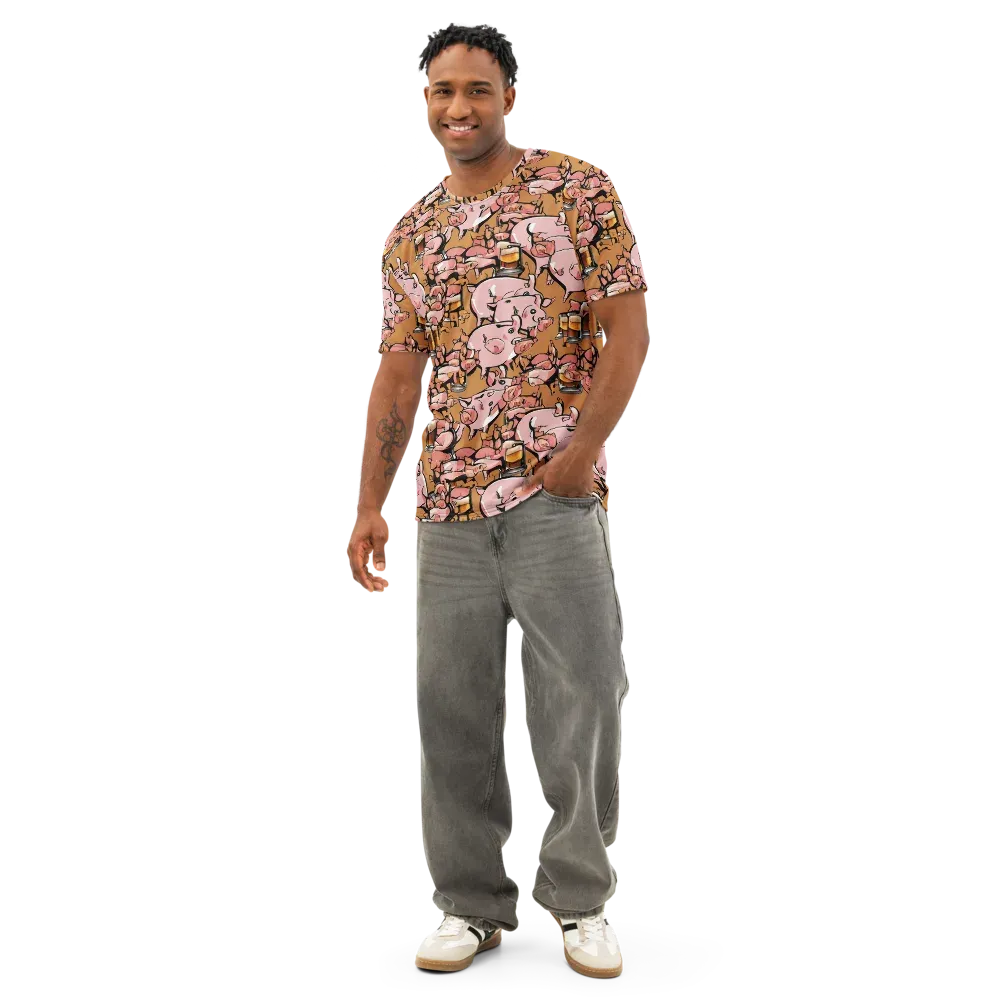 Pigskin Pilsner on Men's Cotton Crew Neck T-Shirt — Front