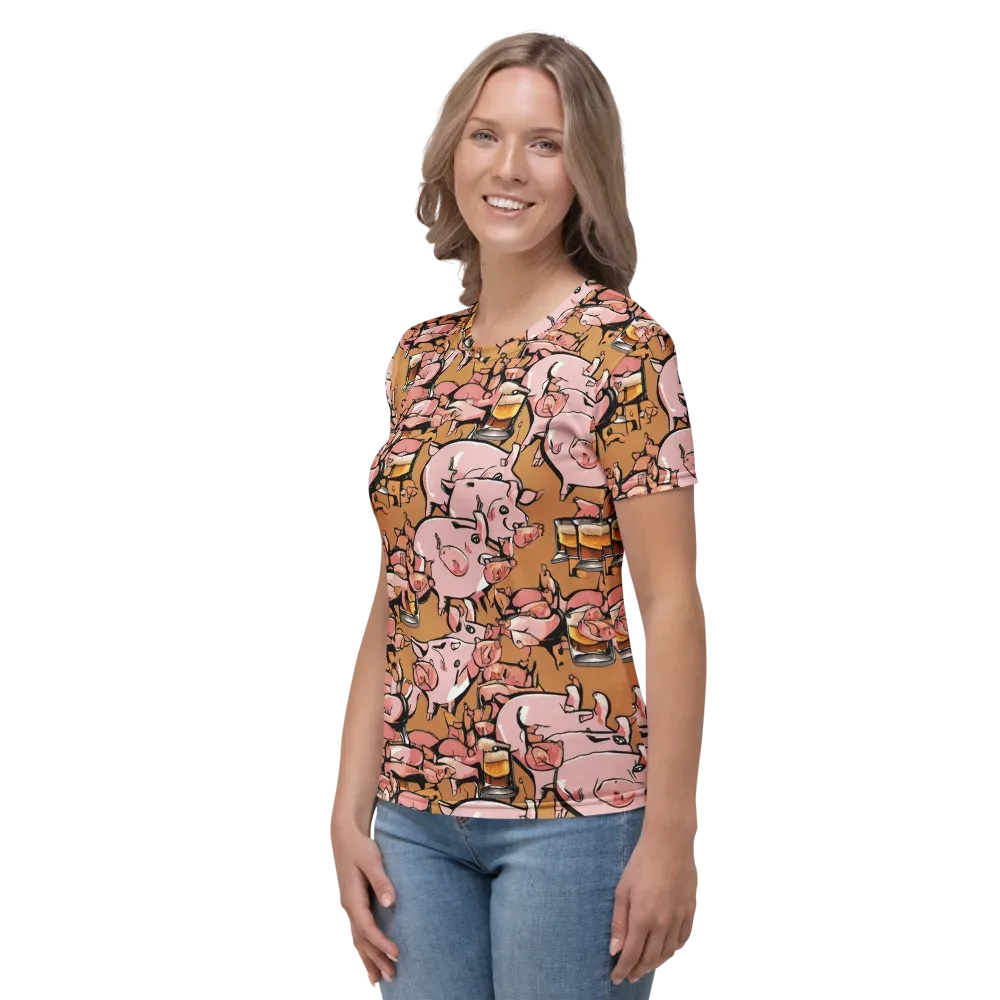 Pigskin Pilsner on Women's Crew Neck T-Shirt — Left
