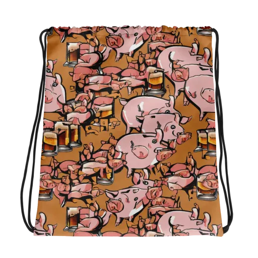 Pigskin Pilsner on a Drawstring Bag