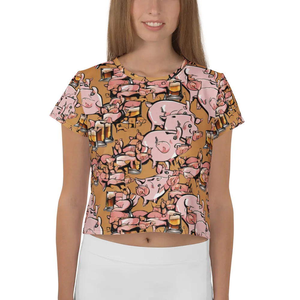 Pigskin Pilsner on Crop Tee — Front